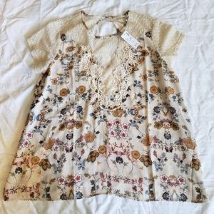 1x Loralette lace floral blouse NWT